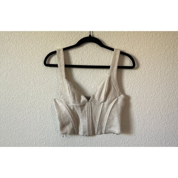 Zara Cream Textured Corset Tank Top Size L - Picture 2 of 7